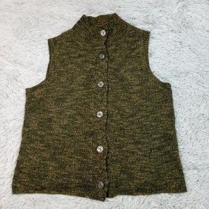 J. Jill Womens Cardigan Sweater Green Petite M Wool Blend Button Up Cozy Comfort